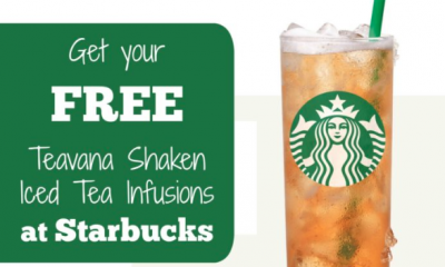 Free Starbucks Teavana Shaken Iced Tea Infusion