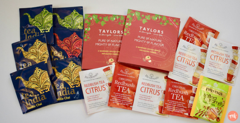 Free teabag samples from Twinings, Redbush, Taylors & Tea India