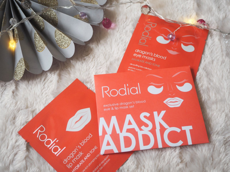 Magazine freebie of Rodial Lip & Eye Mask set, placed on a white fluffy background