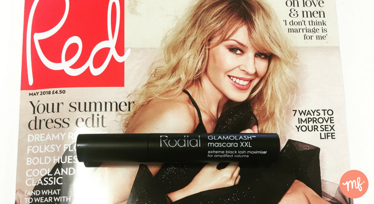 Magazine freebie of a black Rodial mascara, on top of the May 2018 edition of Red magazine