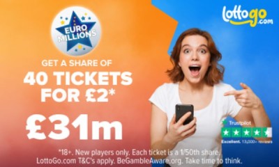 £31M Euromillions Jackpot - Share of 40 tickets for £2