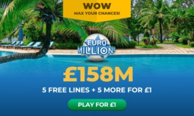 £158M Euromillions Jackpot - 10 Lines for £1 - 100 Guaranteed Millionaires Draw!