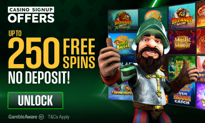 250 Free Spins - No Deposit & No Wagering