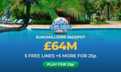 £64M Euromillions Jackpot - 10 Lines for 25p