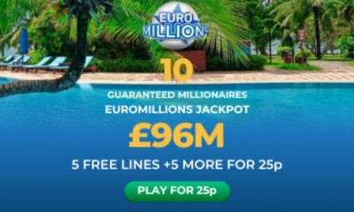 £96M Euromillions Jackpot - 10 Lines for 25p
