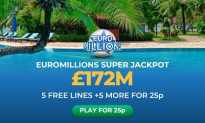£172M Euromillions Jackpot - 10 Lines for 25p