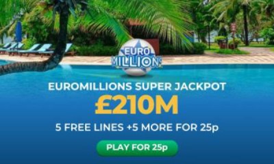 £210M Euromillions Jackpot - 10 Lines for 25p