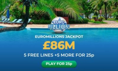 £86M Euromillions Jackpot - 10 Lines for 25p