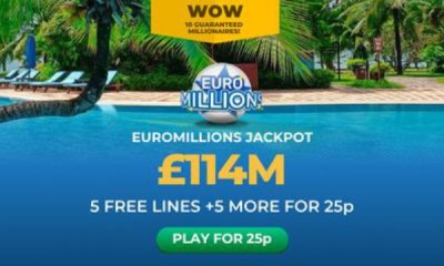 £114M Euromillions Jackpot - 10 Lines for 25p