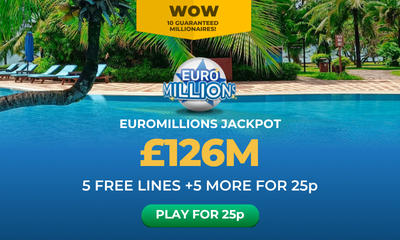 £126M Euromillions Jackpot - 10 Lines for 25p