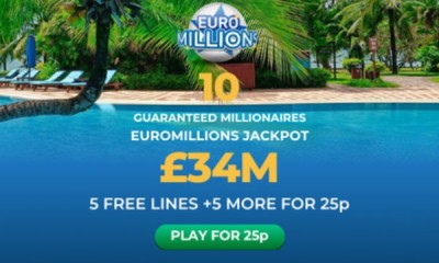 £34M Euromillions Jackpot - 10 Lines for 25p