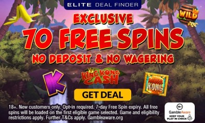 70 Free Spins – No Deposit & No Wagering on King Kong Cash