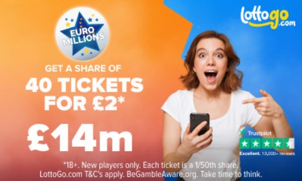 £14M Euromillions Jackpot - Share of 40 tickets for £2